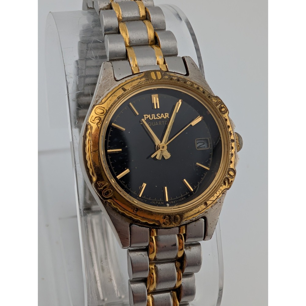 Vintage Pulsar Watch Women‎ 25mm Case Two Tone 6.25" Band- New Battery
